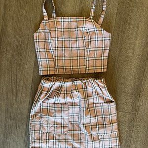 Francesca's Plaid Mini Skirt and Tank Set - Small